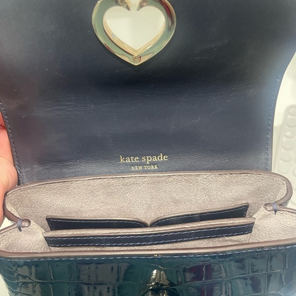 Kate Spade Romy Mini Croc Embossed Leather Bag - Like New- Navy 7×6.25 - Picture 5 of 9